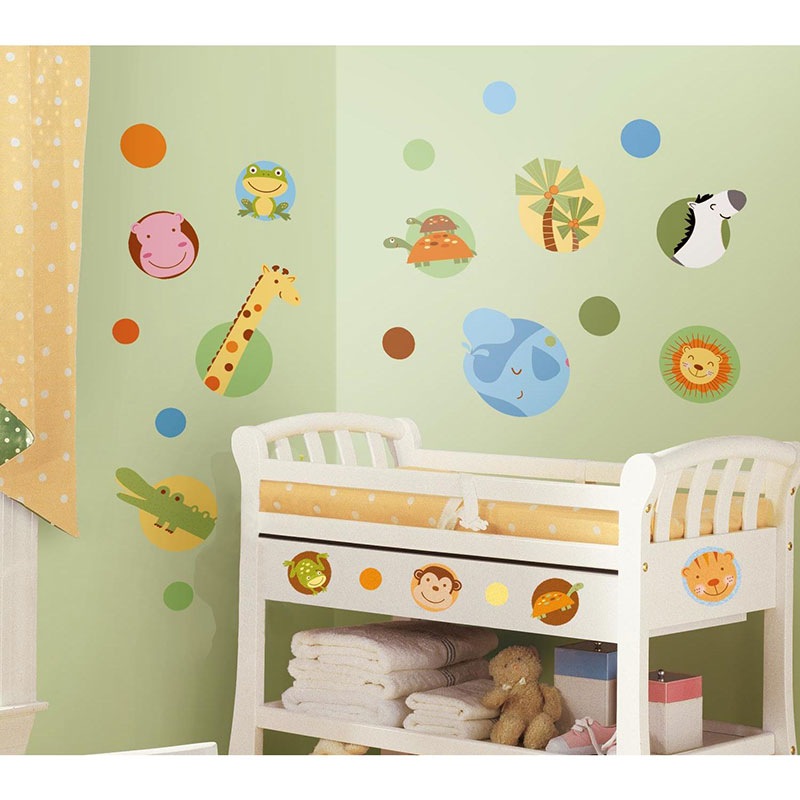 Väggdekor Jungle Animal Polka Dot RoomMates