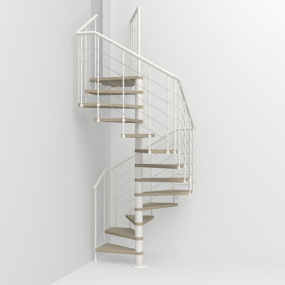 Fontanot spiraltrappa Spin Q 010 A - Trappa 312-356 cm, 118 cm, Vit / Ljus alm