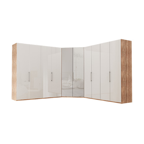 Garderob Atlanta - Ljus rustik ek 200 + walk-in + 200, 216 cm