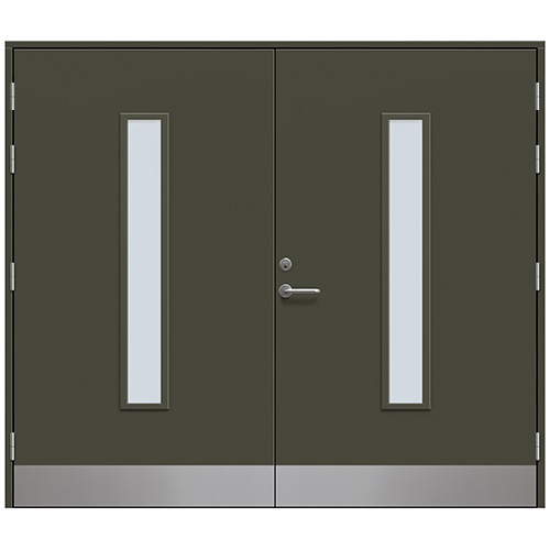 Slagport Stehag 2400 x 2000 mm, Frostat glas, Olivgrön