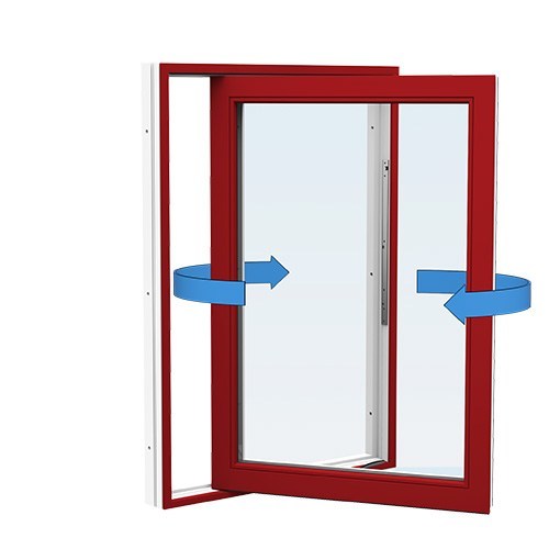 Energi Aluminium Sideswing-fönster 6, 8, Röd