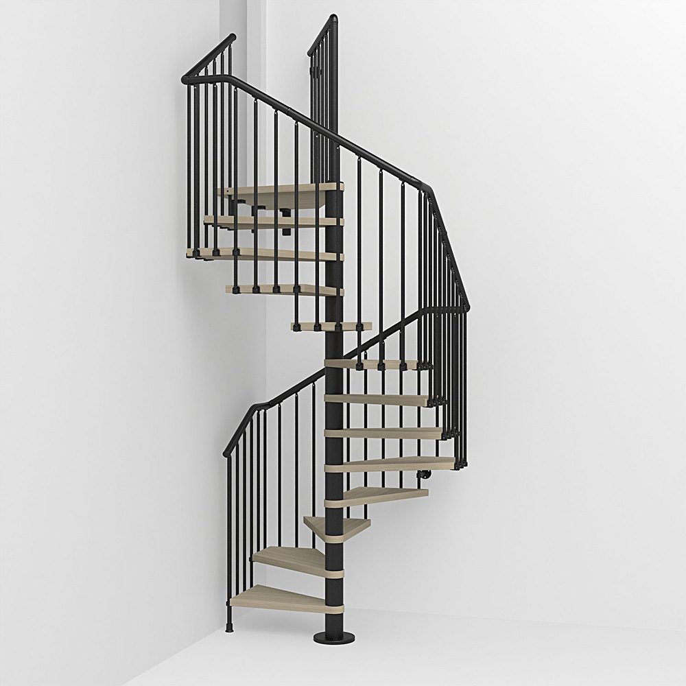 Fontanot spiraltrappa Spin Q 030 - Trappa 291-332 cm , 138 cm, Svart / Ljus alm