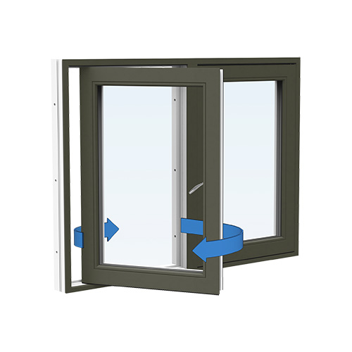 Energi Aluminium Sideswing-fönster 13, 12, Olivgrön
