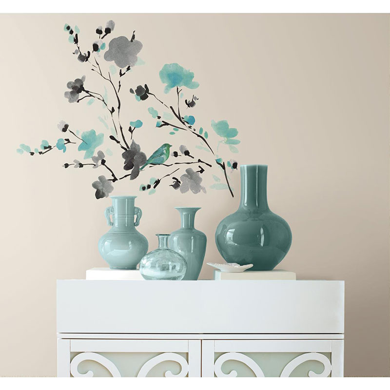 Väggdekor Blossom WaterColor Bird Branch RoomMates