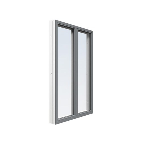 Energi Aluminium Fast fönster med mittpost 14, 15, Askgrå